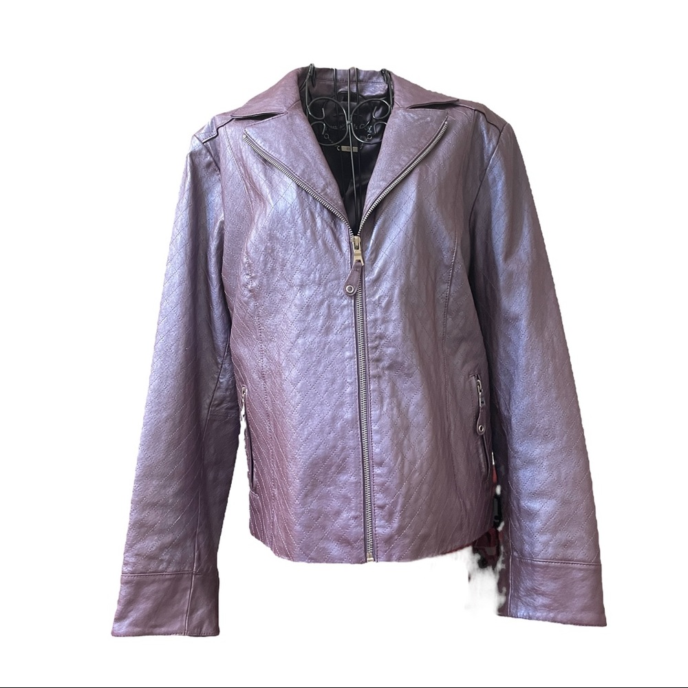 Pamela McCoy size L lavender leather jacket